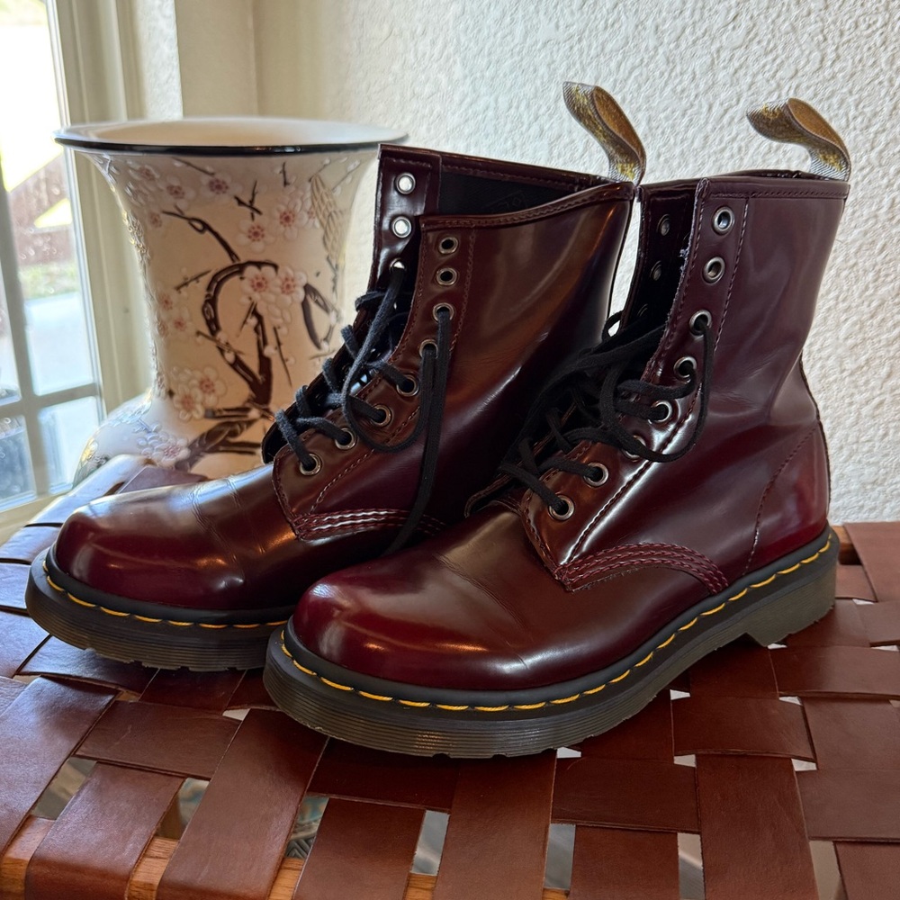 Dr. Marten Vegan cherry red boots